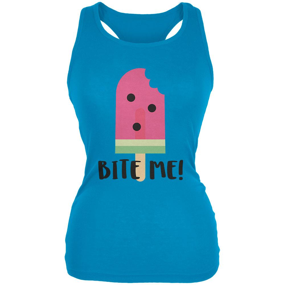 Summer Sun Ice Pop Watermelon Bite Me Juniors Soft Tank Top Juniors Tank Tops Old Glory 2XL Blue