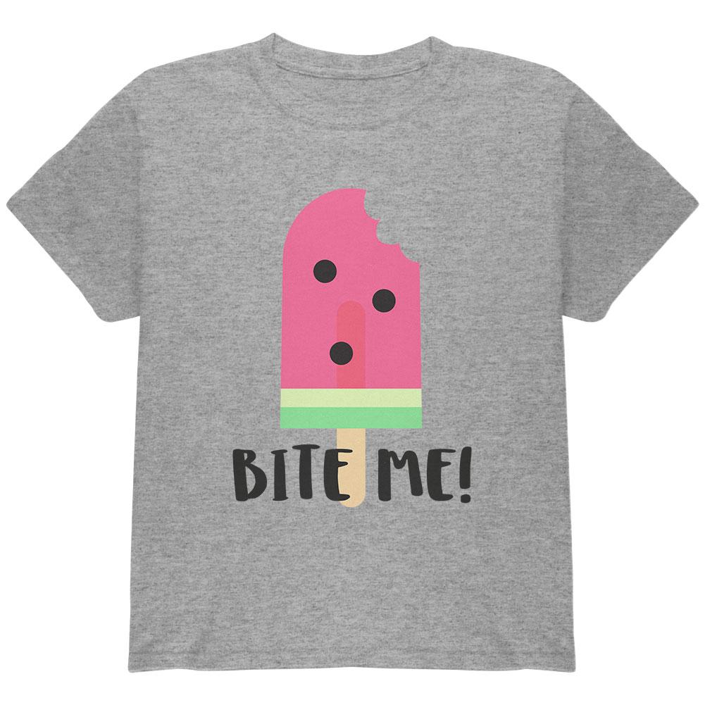 Summer Sun Ice Pop Watermelon Bite Me Youth T Shirt Youth T-Shirts Old Glory LG Grey