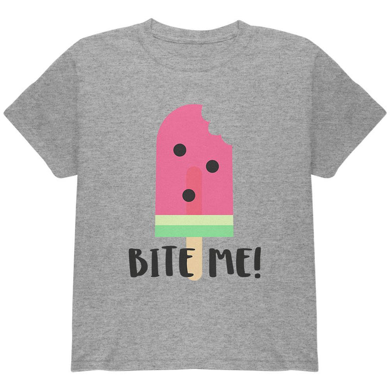 Summer Sun Ice Pop Watermelon Bite Me Youth T Shirt Youth T-Shirts Old Glory LG Grey