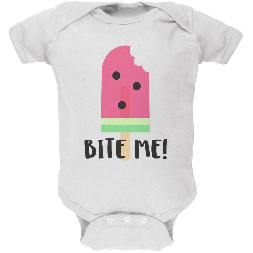 Summer Sun Ice Pop Watermelon Bite Me Soft Baby One Piece Baby One Piece Old Glory 12MO White