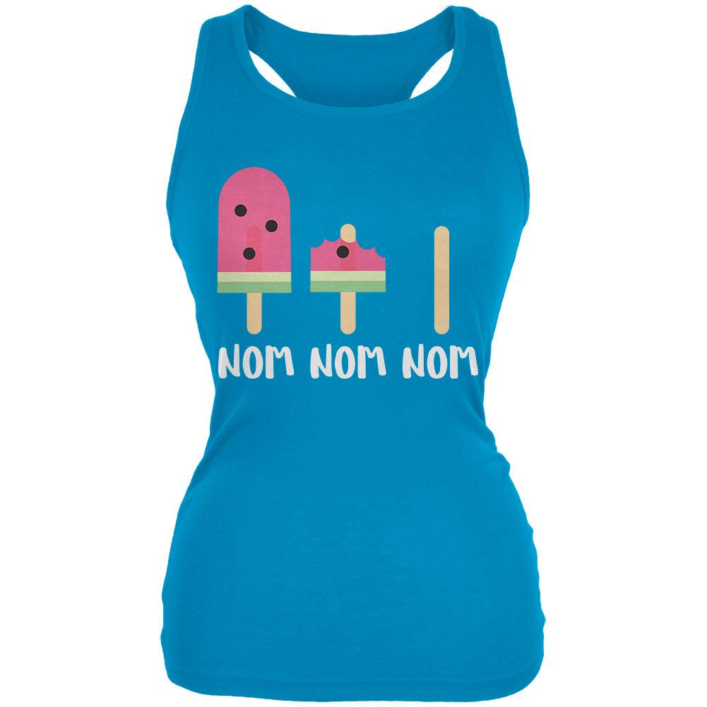 Summer Sun Ice Pop Watermelon Nom Nom Nom Juniors Soft Tank Top Juniors Tank Tops Old Glory 2XL Blue