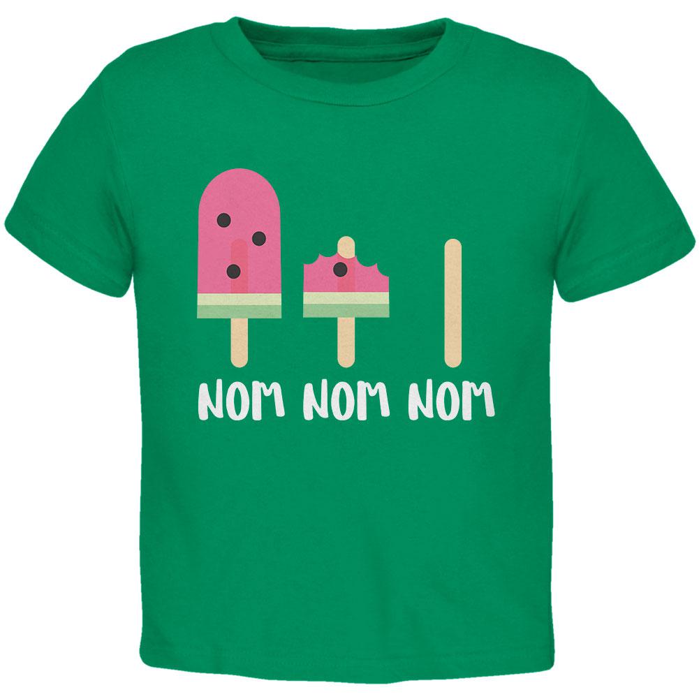 Summer Sun Ice Pop Watermelon Nom Nom Nom Toddler T Shirt Toddler T-Shirts Old Glory 2T Green