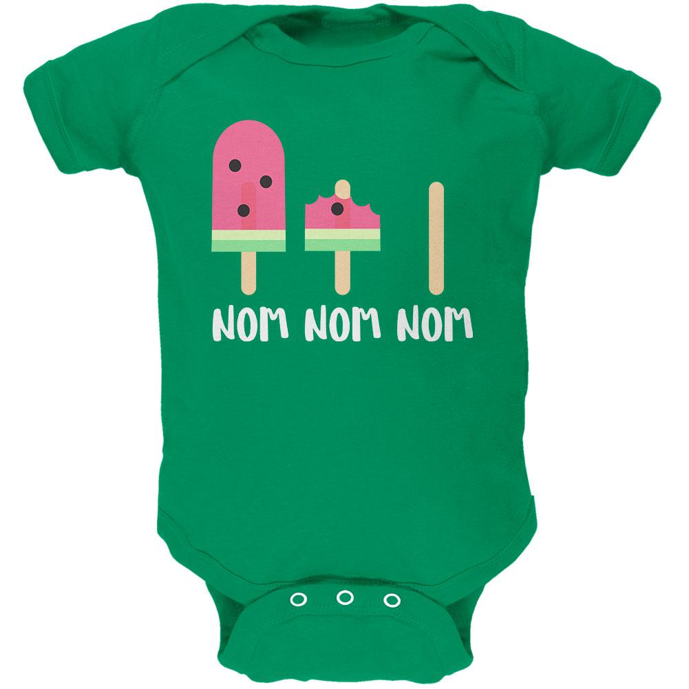 Summer Sun Ice Pop Watermelon Nom Nom Nom Soft Baby One Piece Baby One Piece Old Glory 12MO Kelly Green