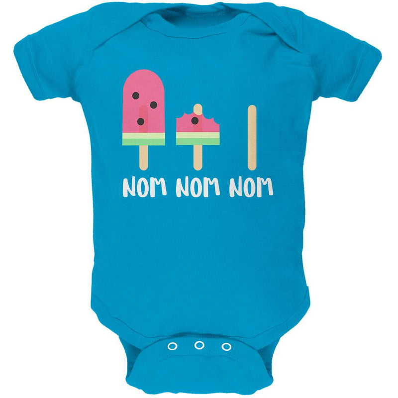 Summer Sun Ice Pop Watermelon Nom Nom Nom Soft Baby One Piece Baby One Piece Old Glory 12MO Turquoise
