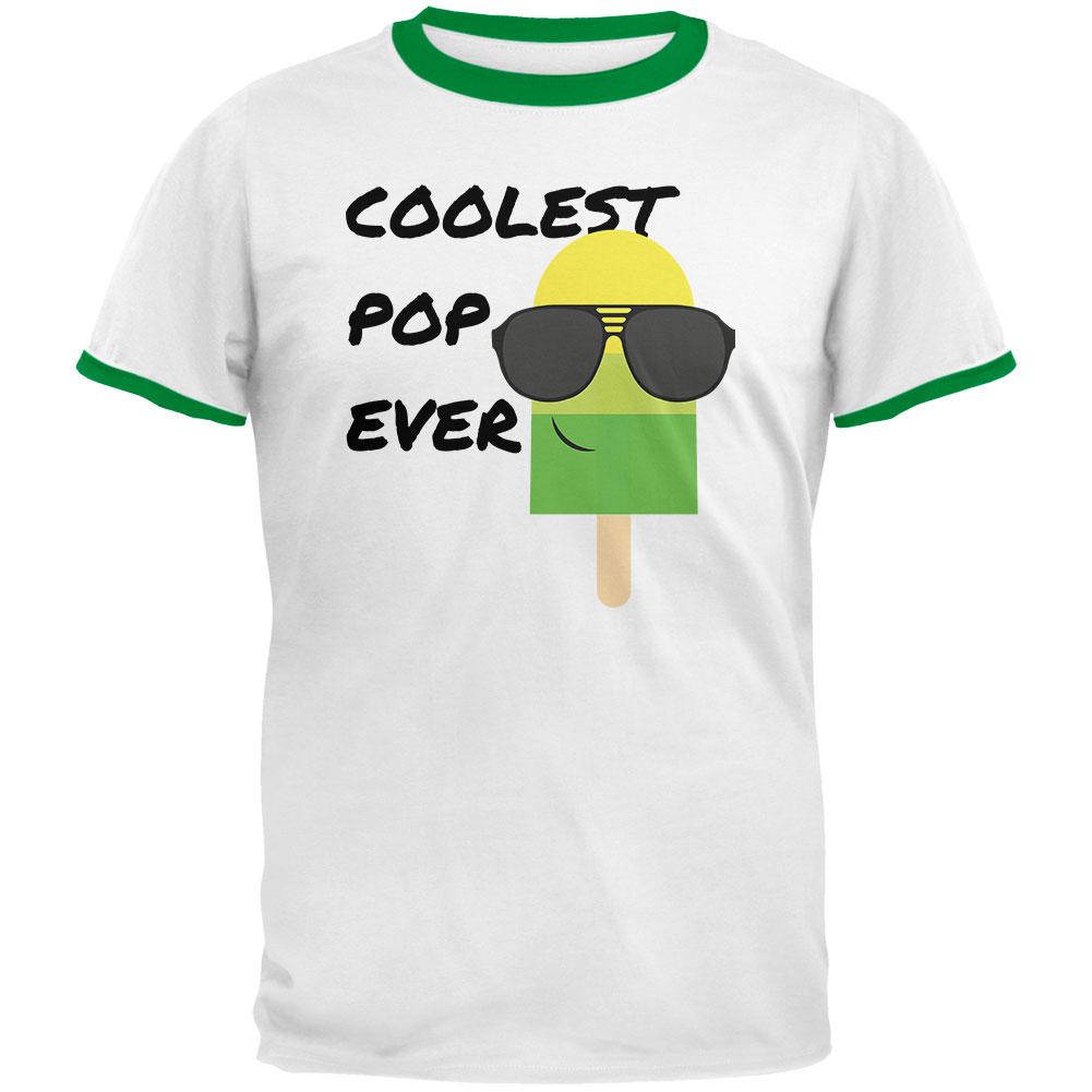 Father's Day Summer Sun Ice Pop Coolest Pop Ever Mens Ringer T Shirt Men's T-Shirts Old Glory 2XL White