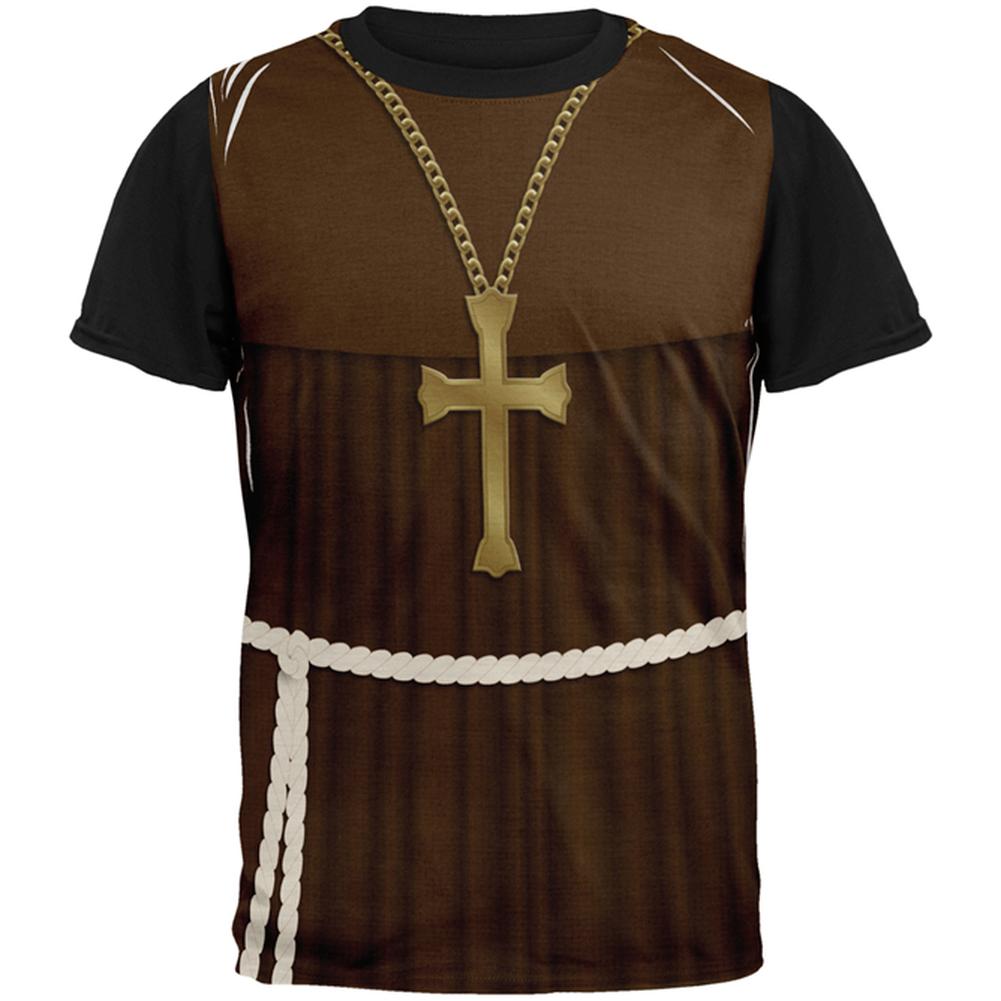 Halloween Edwardian Monk Costume All Over Mens Black Back T Shirt Men's T-Shirts Old Glory LG Multi