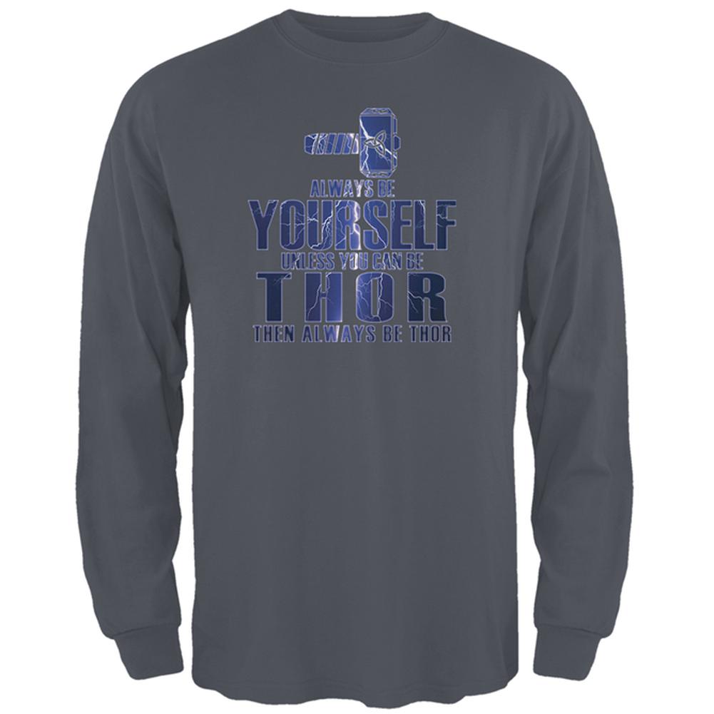 Always Be Yourself Thor Mens Long Sleeve T Shirt Men's Long Sleeves Old Glory 2XL Charcoal