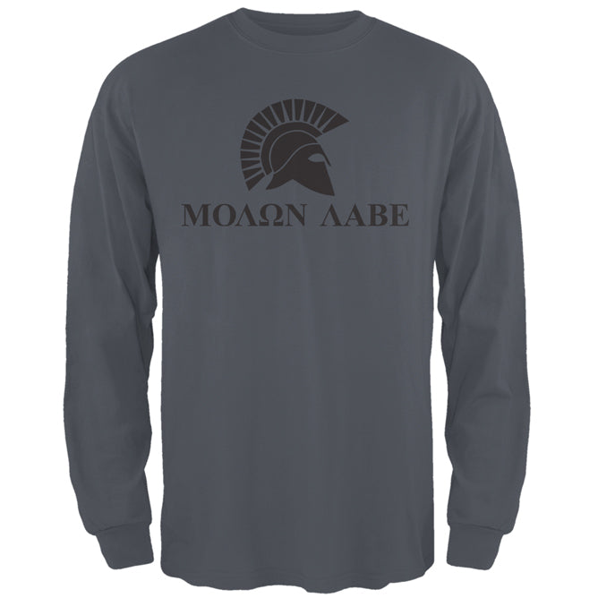 Molon Labe Helmet Mens Long Sleeve T Shirt Men's Long Sleeves Old Glory 2XL Charcoal