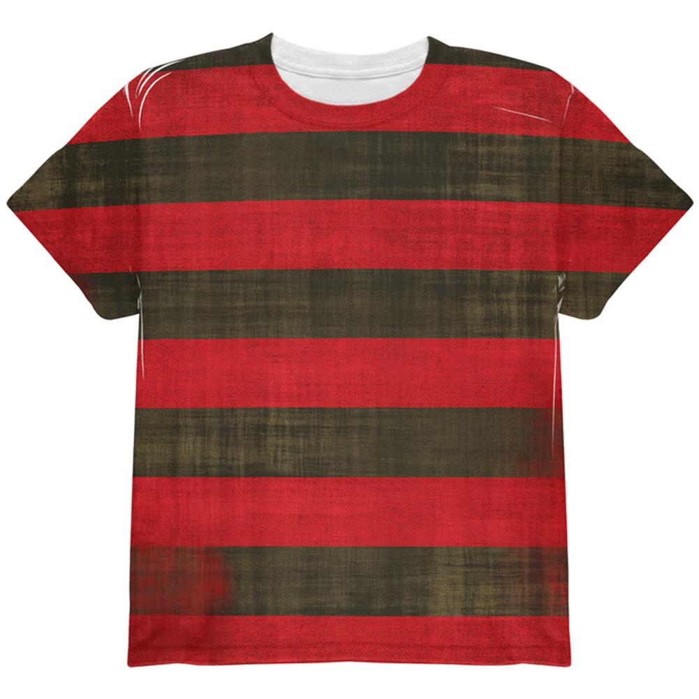 Halloween Striped and Bloody Nightmare Sweater All Over Youth T Shirt Youth T-Shirts Old Glory LG Multi