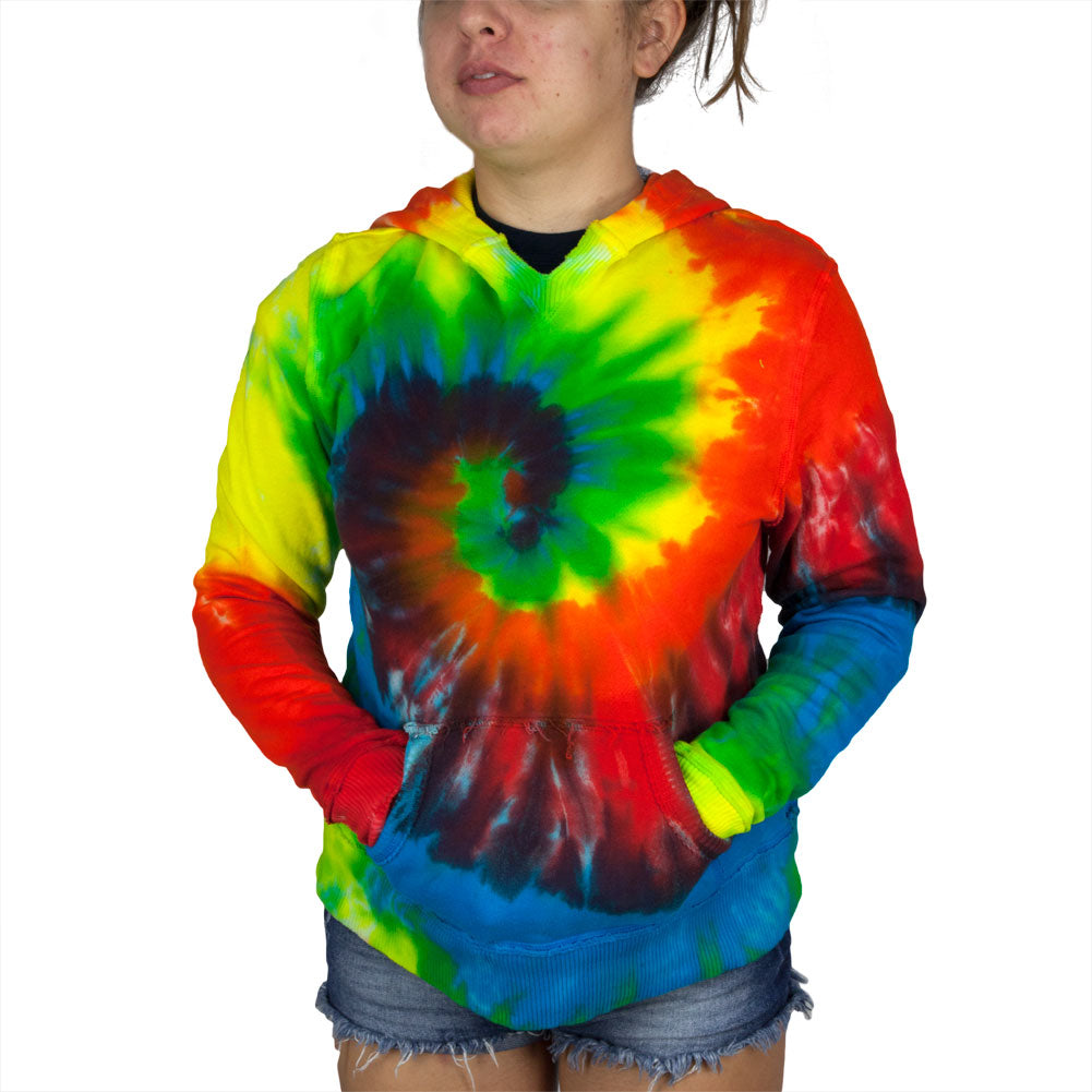 Tie Dye Womens V-Neck Hoodie Women's Hoodies Tie-Dye