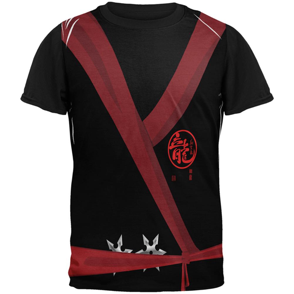 Halloween Evil Shadow Ninja Costume All Over Mens Black Back T Shirt Men's T-Shirts Old Glory LG Multi