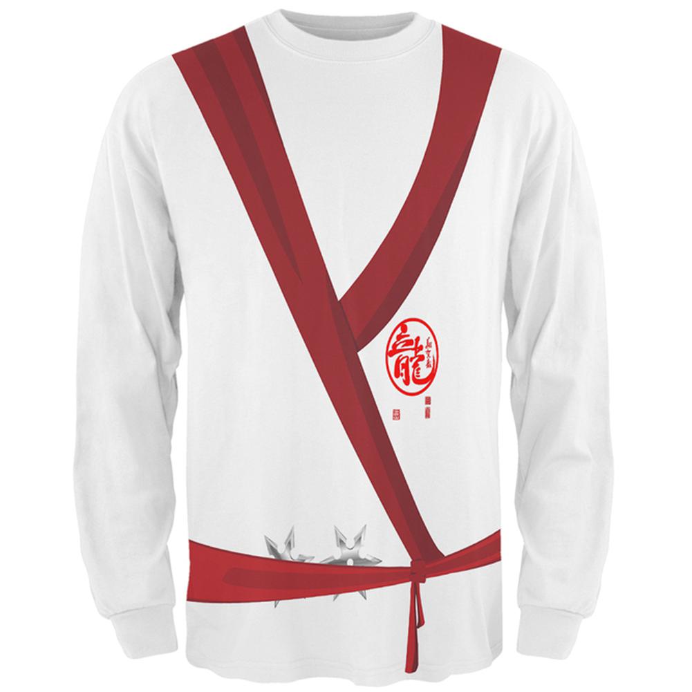 Halloween Costume White Shadow Ninja Costume All Over Mens Long Sleeve T Shirt Men's Long Sleeves Old Glory 2XL Multi