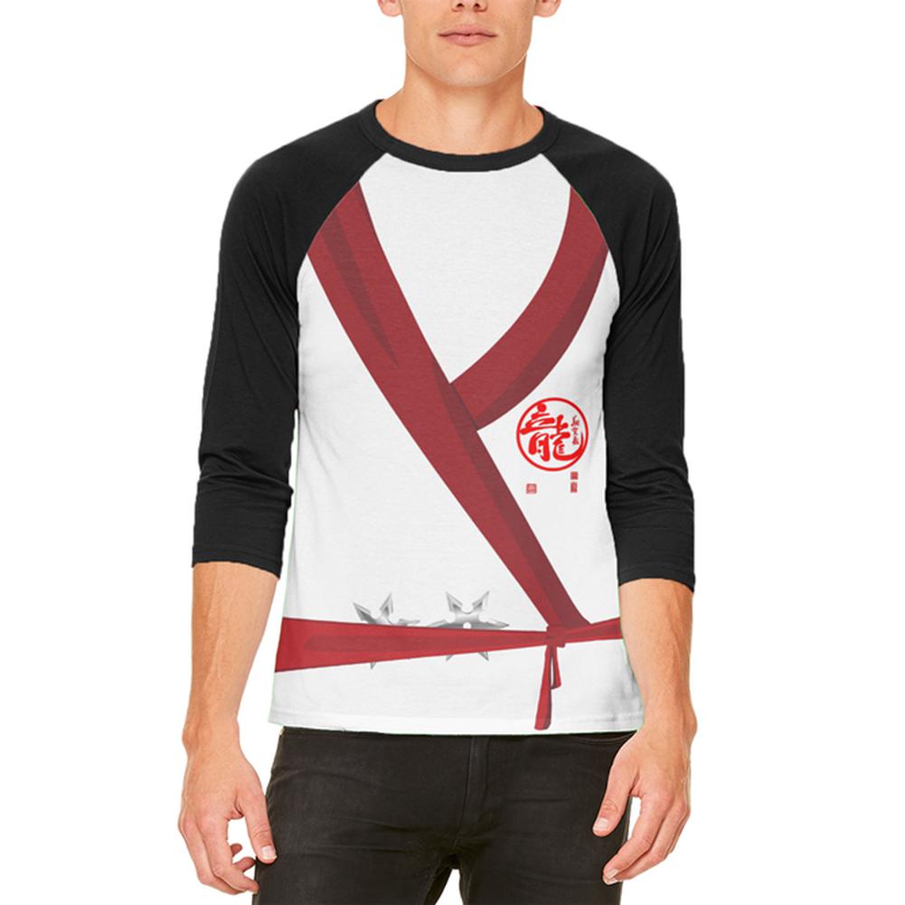 Halloween Costume White Shadow Ninja Costume Mens Raglan T Shirt Men's T-Shirts Old Glory 2XL White