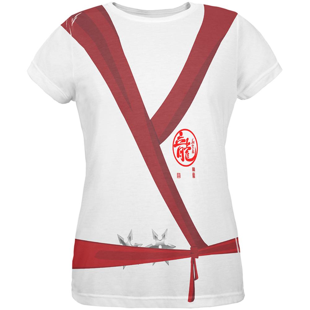 Halloween Costume White Shadow Ninja Costume All Over Womens T Shirt Women's T-Shirts Old Glory LG Multi