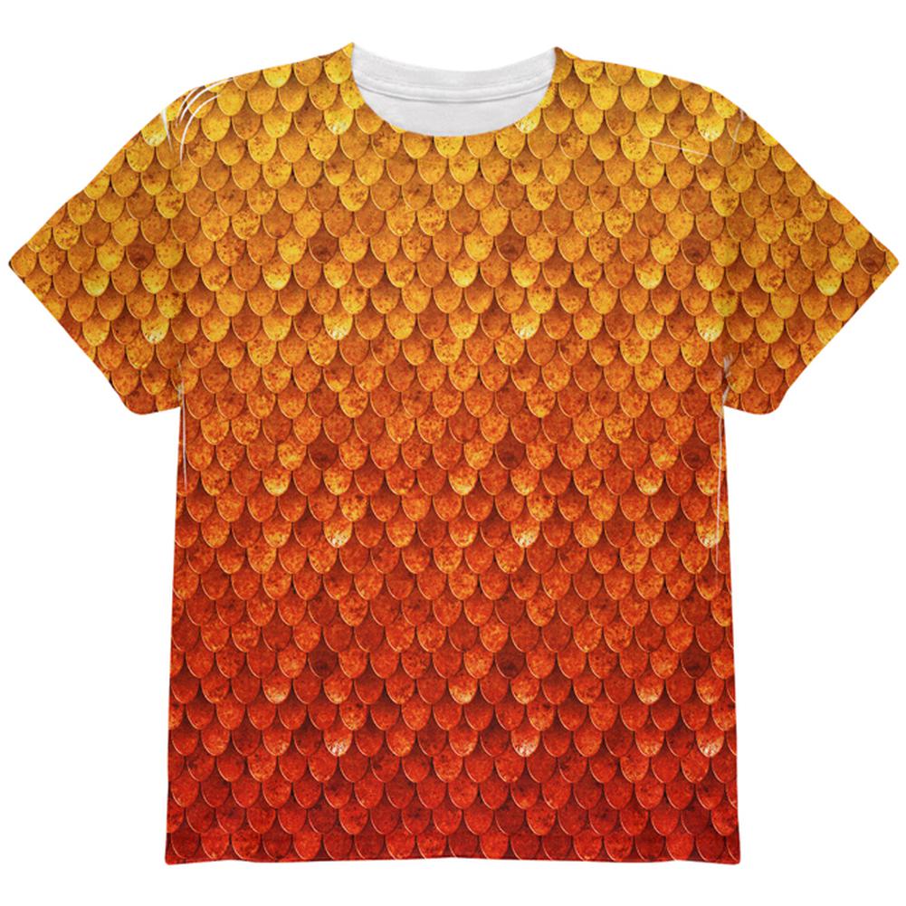 Halloween Red Fire Dragon Rider Armor All Over Youth T Shirt Youth T-Shirts Old Glory LG Multi