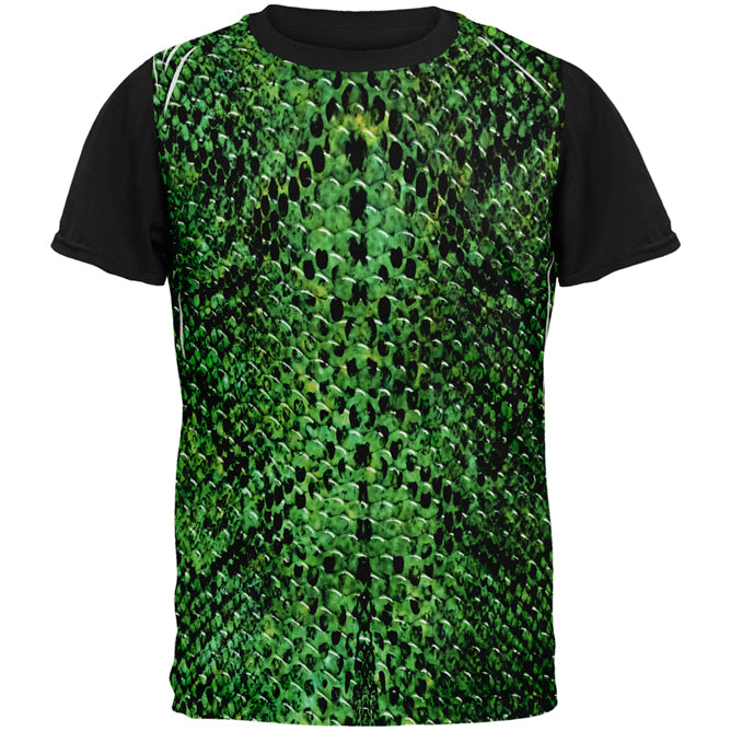 Halloween Green Snake Snakeskin Costume All Over Mens Black Back T Shirt Men's T-Shirts Old Glory SM Multi
