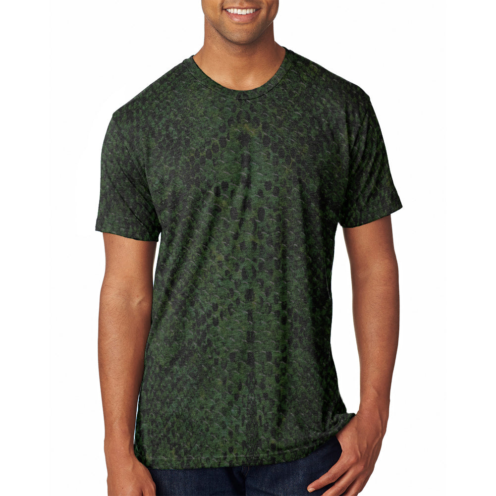 Halloween Green Snake Snakeskin Costume All Over Mens T Shirt Men's T-Shirts Old Glory 2XL Grey