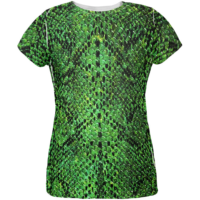 Halloween Green Snake Snakeskin Costume All Over Womens T Shirt Women's T-Shirts Old Glory LG Multi