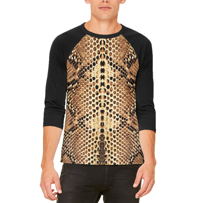 Halloween Rattlesnake Snake Snakeskin Costume Mens Raglan T Shirt Men's T-Shirts Old Glory LG White-Black