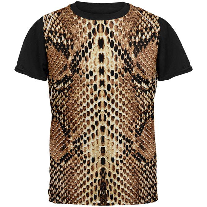 Halloween Rattlesnake Snake Snakeskin Costume All Over Mens Black Back T Shirt Men's T-Shirts Old Glory SM Multi