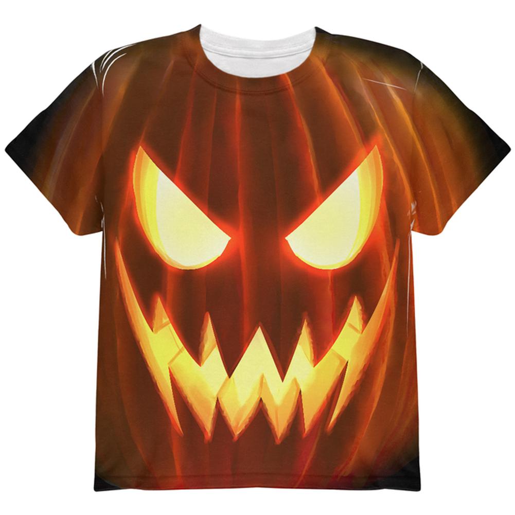 Halloween Costume Scary Jack-O-Lantern Costume All Over Youth T Shirt Youth T-Shirts Old Glory LG Multi
