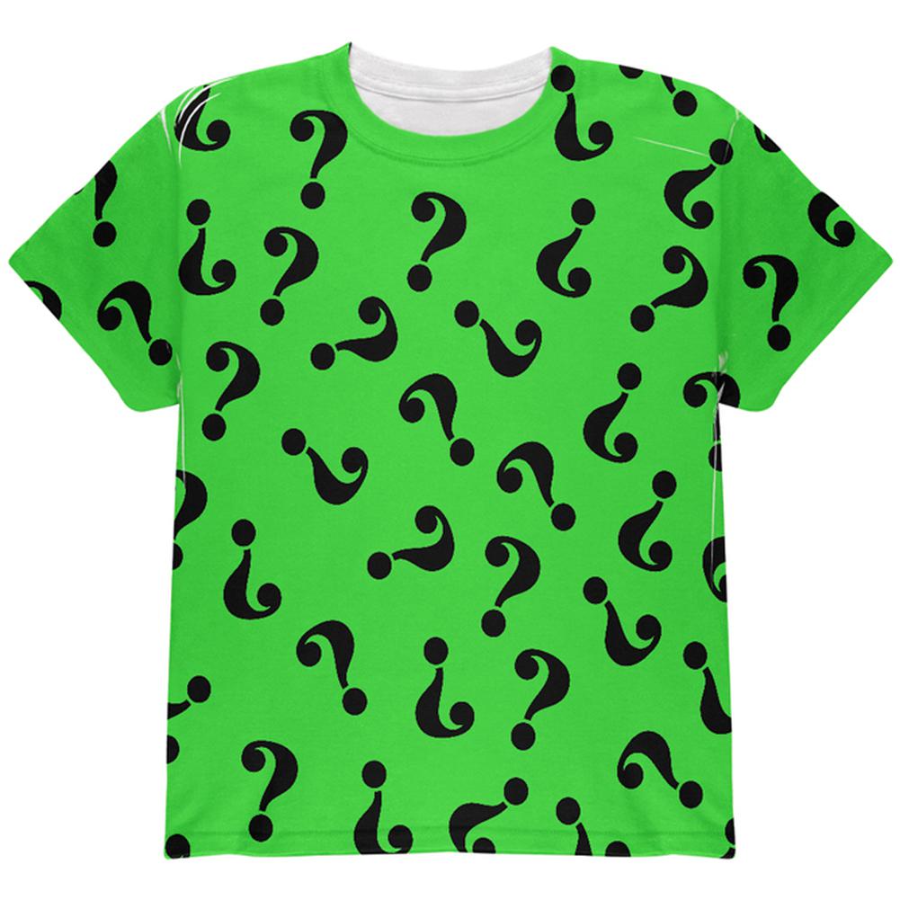 Halloween Riddle Me This Costume All Over Youth T Shirt Youth T-Shirts Old Glory LG Multi