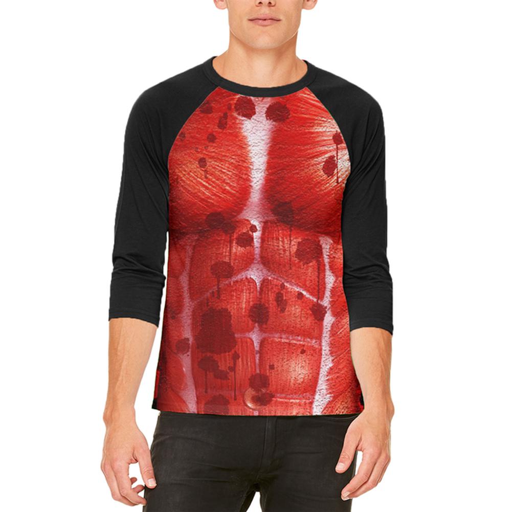 Halloween Costume Skinned Alive Horror Movie Costume Mens Raglan T Shirt Men's T-Shirts Old Glory 2XL White