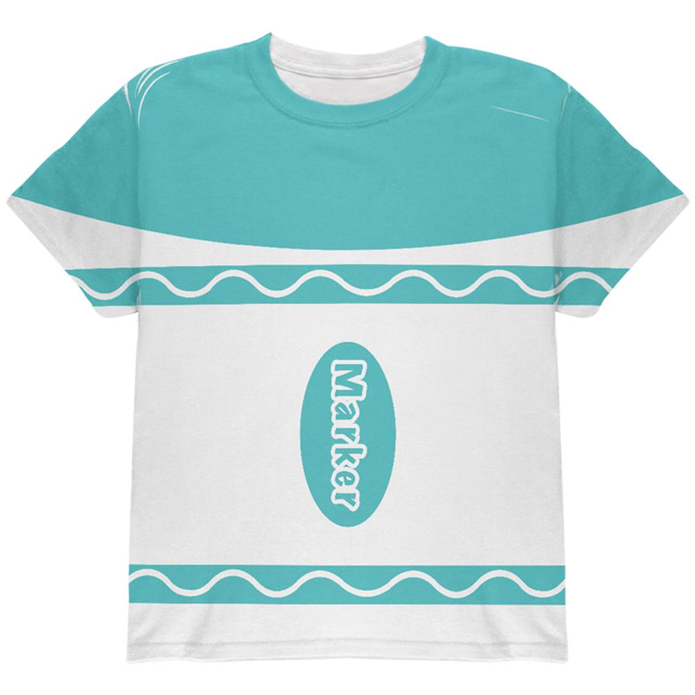 Halloween Marker Costume Aqua Blue All Over Youth T Shirt Youth T-Shirts Old Glory LG Multi