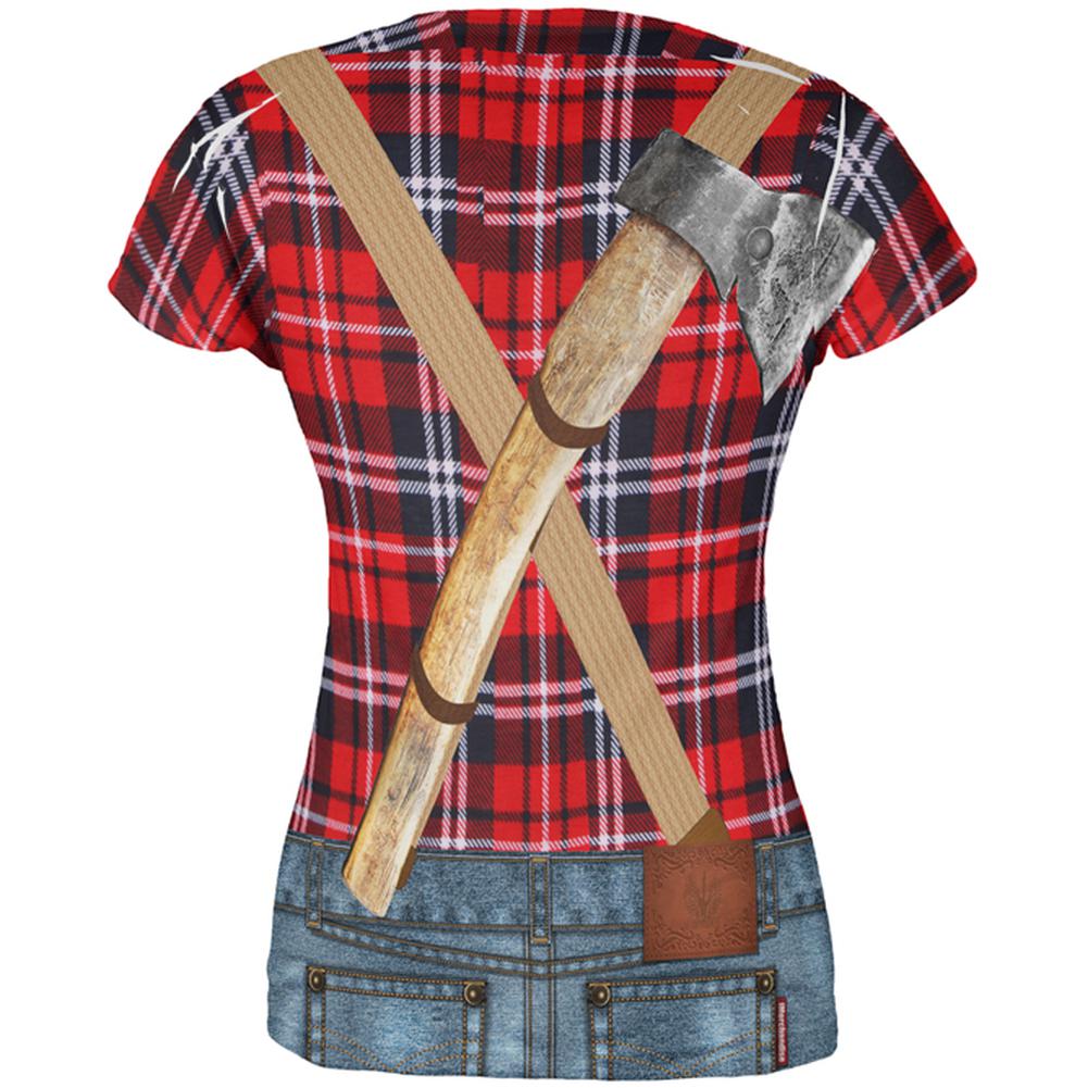Halloween Lumberjack Costume All Over Juniors T Shirt Juniors T-Shirts Old Glory