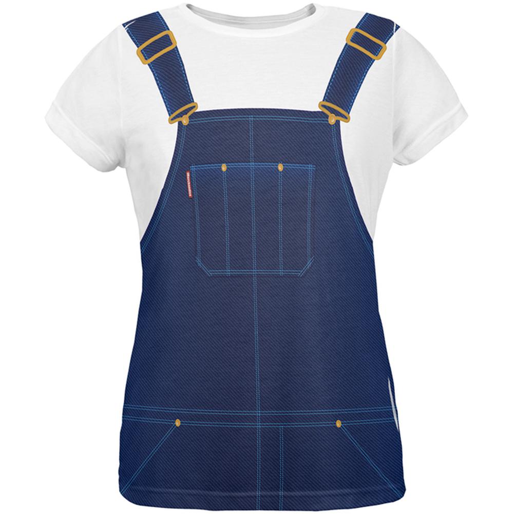 Halloween Costume Redneck Overalls White T-Shirt Costume All Over Womens T Shirt Women's T-Shirts Old Glory 2XL Multi