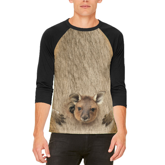 Halloween Costume Kangaroo Costume Mens Raglan T Shirt Men's T-Shirts Old Glory LG White-Black