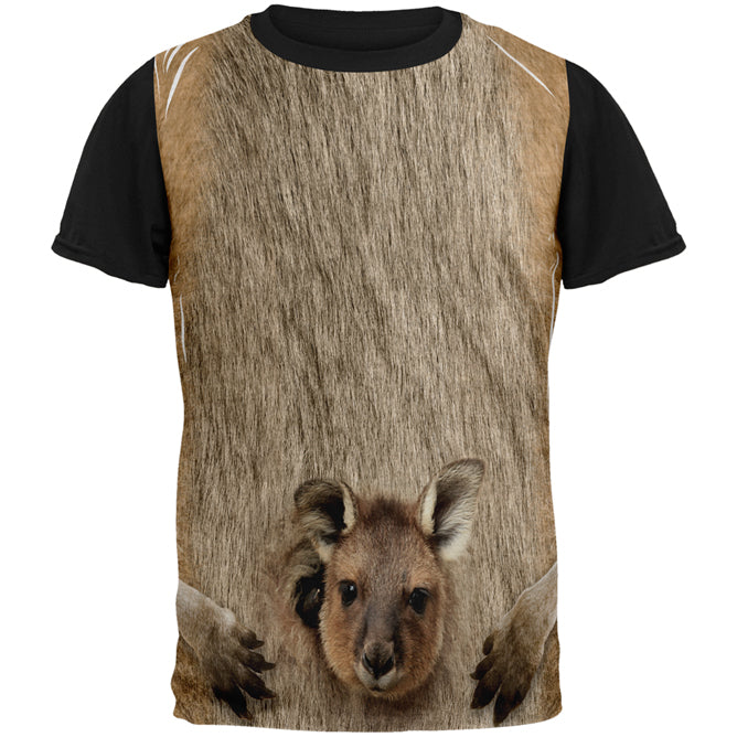 Halloween Kangaroo Costume All Over Mens Black Back T Shirt Men's T-Shirts Old Glory SM Multi