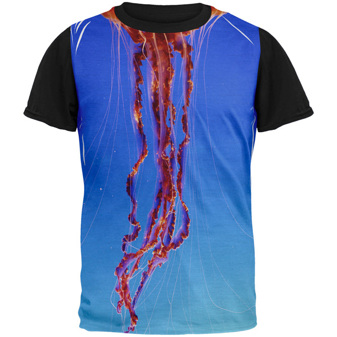 Halloween Orange Nettle Jellyfish Costume All Over Mens Black Back T Shirt Men's T-Shirts Old Glory SM Multi