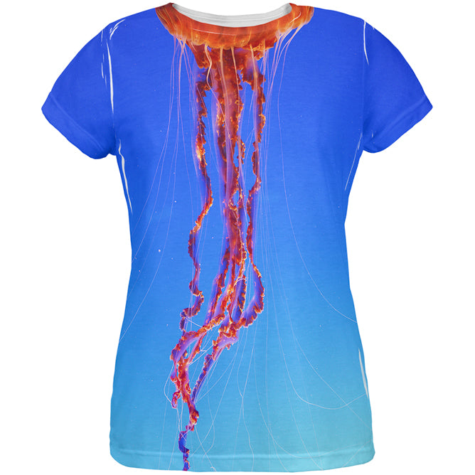 Halloween Costume Orange Nettle Jellyfish Costume All Over Womens T Shirt Women's T-Shirts Old Glory LG Multi