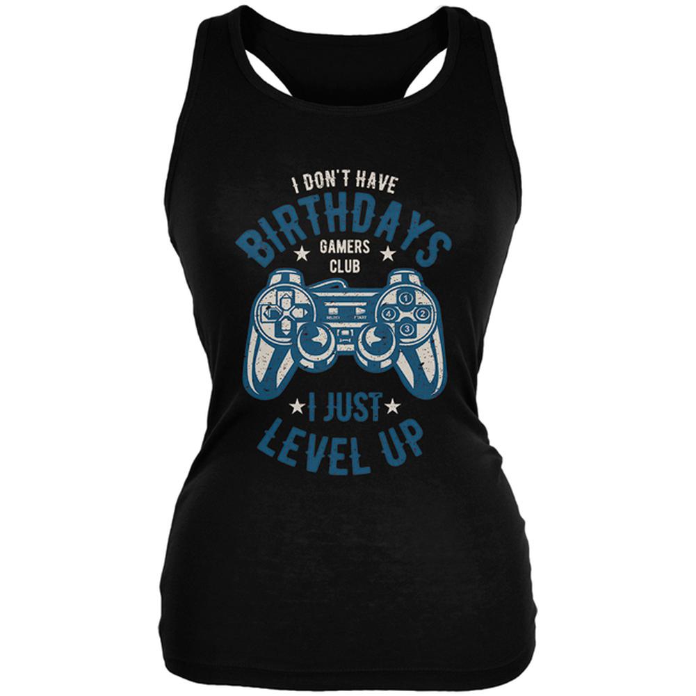 Gamer Birthday Level Up Blue Juniors Soft Tank Top Juniors Tank Tops Old Glory 2XL Black