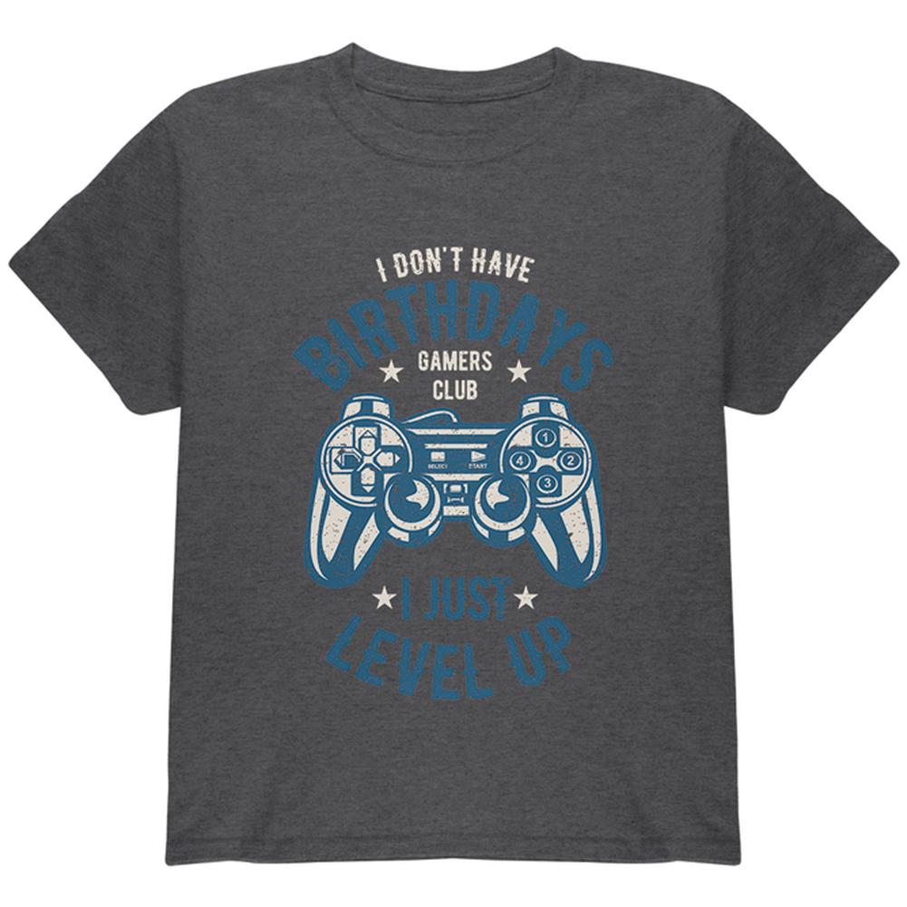 Gamer Birthday Level Up Blue Youth T Shirt Youth T-Shirts Old Glory LG Grey