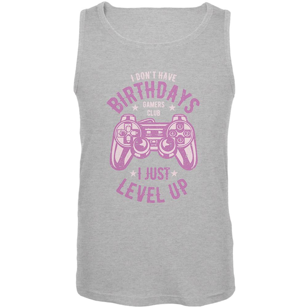 Gamer Birthday Level Up Pink Mens Tank Top Men's Tank Tops Old Glory 2XL Grey