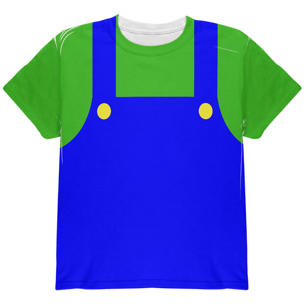 Halloween Italian Green Plumber Costume All Over Youth T Shirt Youth T-Shirts Old Glory LG Multi