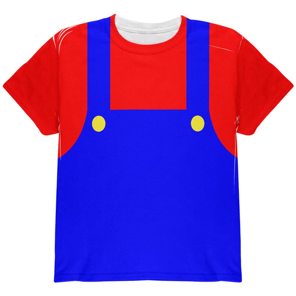 Halloween Italian Red Plumber Costume All Over Youth T Shirt Youth T-Shirts Old Glory LG Multi