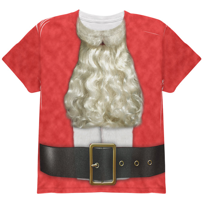 Christmas Bearded Santa Costume All Over Youth T Shirt Youth T-Shirts Old Glory YLG Multicolored