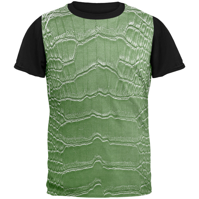 Halloween Alligator Costume All Over Mens Black Back T Shirt Men's T-Shirts Old Glory SM Multi