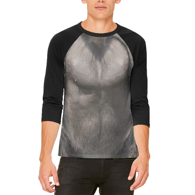 Halloween Gorilla Costume Mens Raglan T Shirt Men's T-Shirts Old Glory LG White-Black