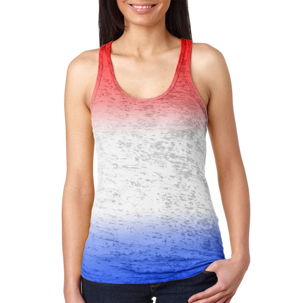 Summer Sun Ice Pop Ombre Juniors Burnout Racerback Tank Top Juniors Tank Tops Old Glory 2XL Multi
