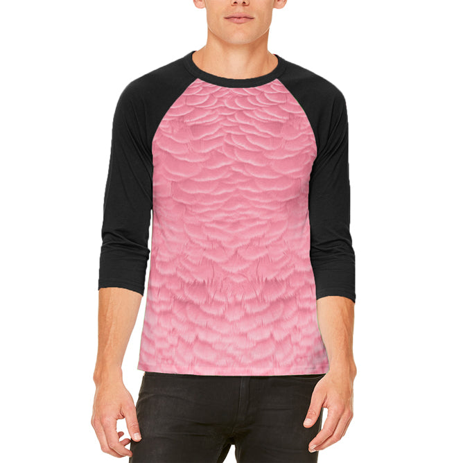 Halloween Pink Flamingo Costume Mens Raglan T Shirt Men's T-Shirts Old Glory LG White-Black