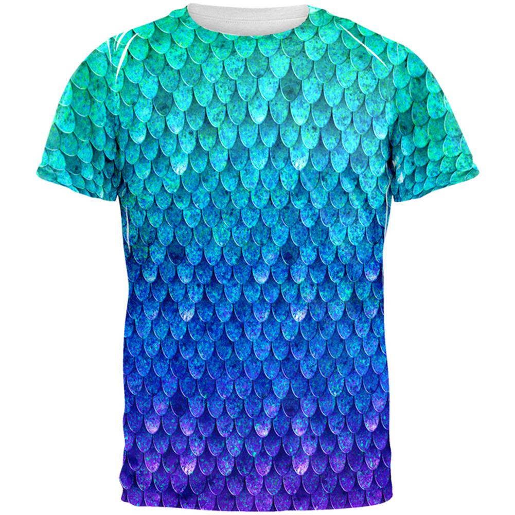 Halloween Mermaid Scales Costume All Over Mens T Shirt Men's T-Shirts Old Glory 2XL Multi