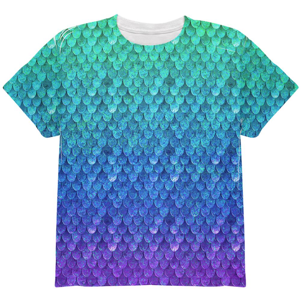 Halloween Mermaid Scales Costume All Over Youth T Shirt Youth T-Shirts Old Glory LG Multi