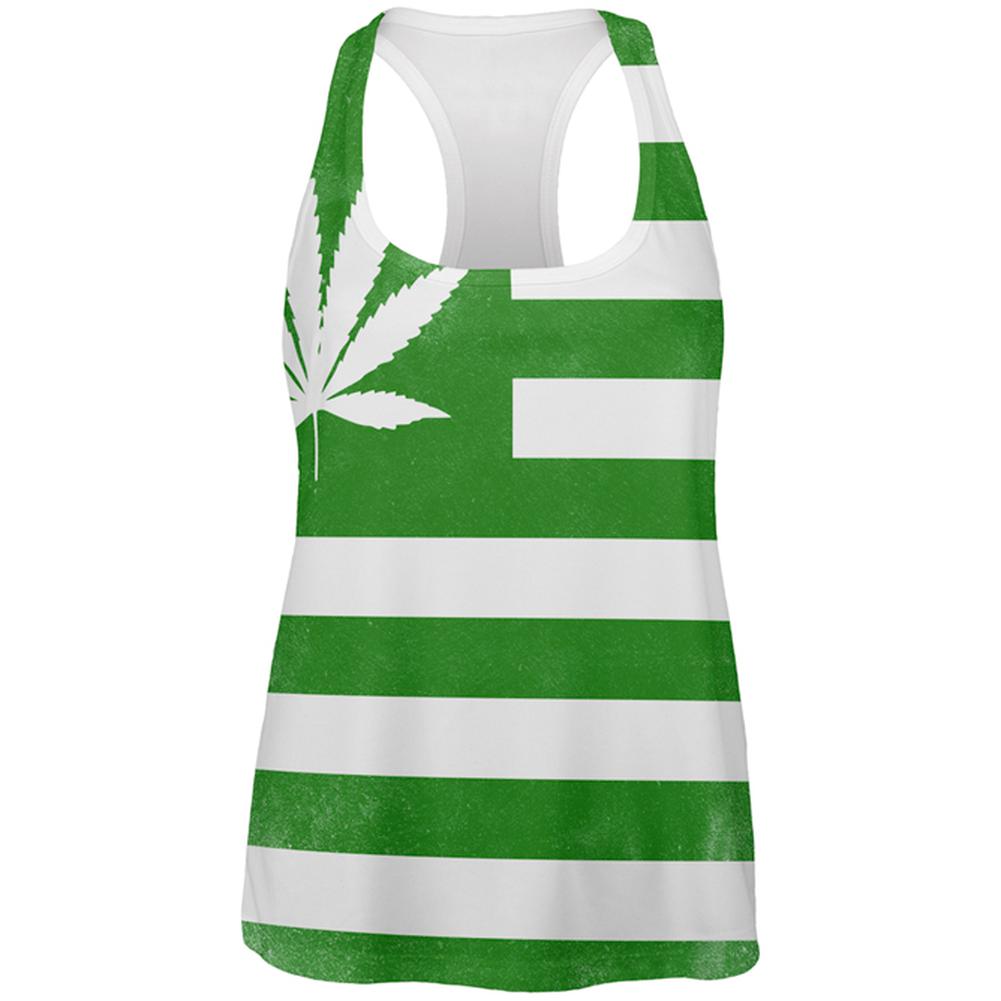 American High Pot Leaf Flag All Over Womens Work Out Tank Top Women's Tank Tops Old Glory 2XL Multi
