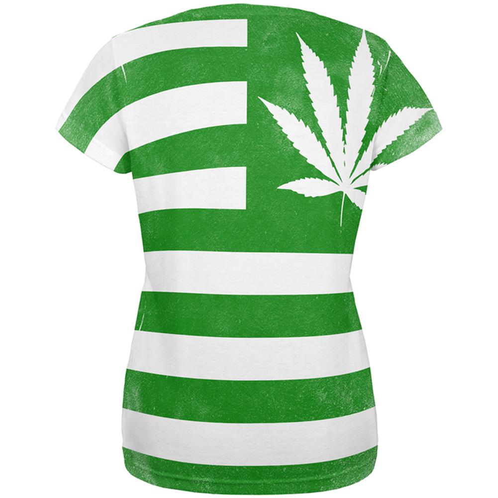American High Pot Leaf Flag All Over Womens T Shirt Women's T-Shirts Old Glory