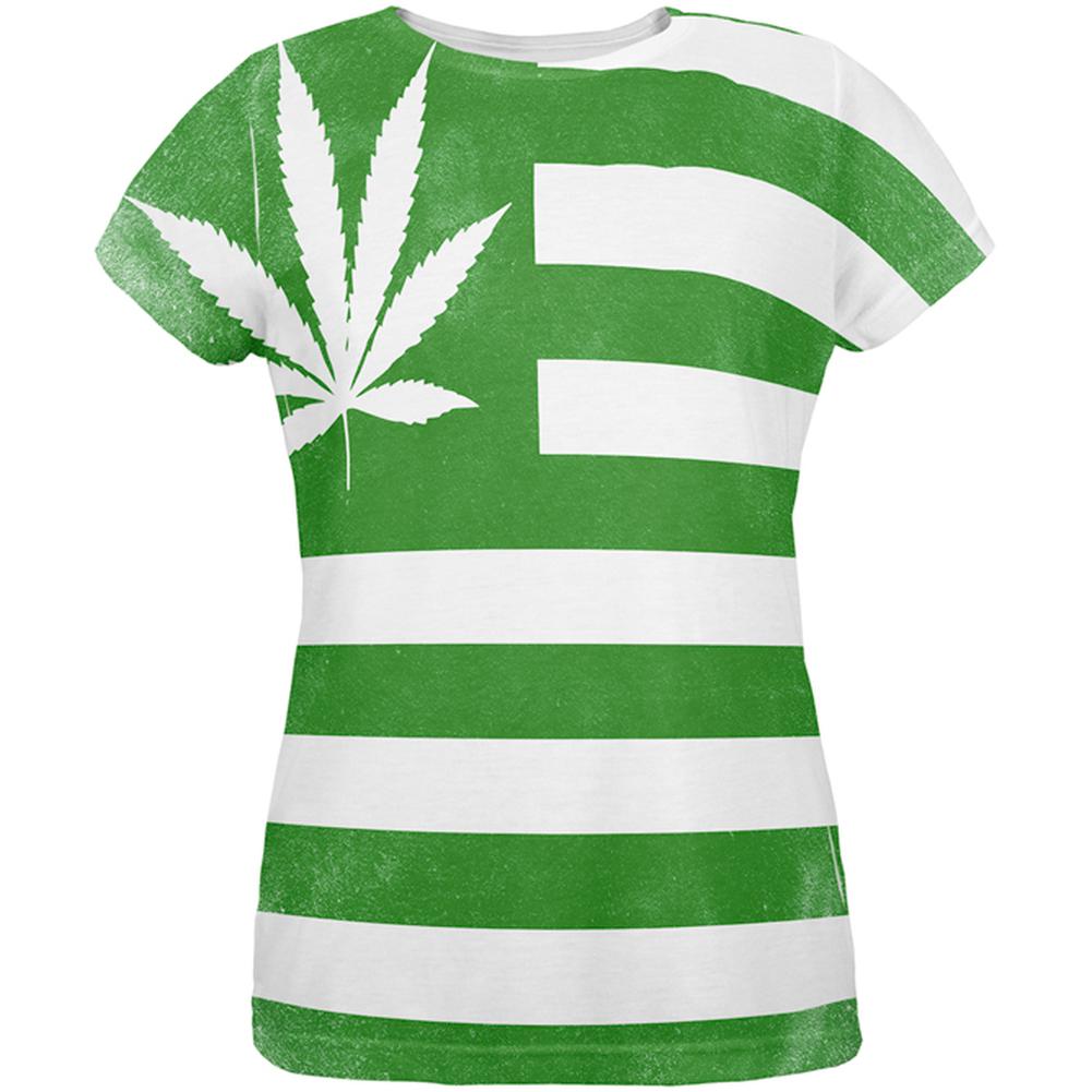 American High Pot Leaf Flag All Over Womens T Shirt Women's T-Shirts Old Glory 2XL Multi