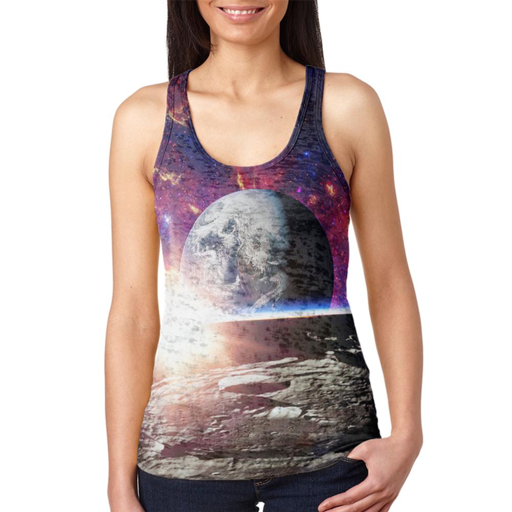 Explore The Infinity Of Space Juniors Burnout Racerback Tank Top Juniors Tank Tops Old Glory 2XL Multi